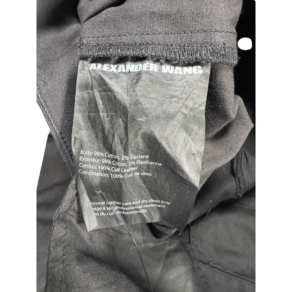 Alexander Wang Stirrup Pants Size 0 Black Skinny Leg Cotton Leather Chic - Picture 8 of 8